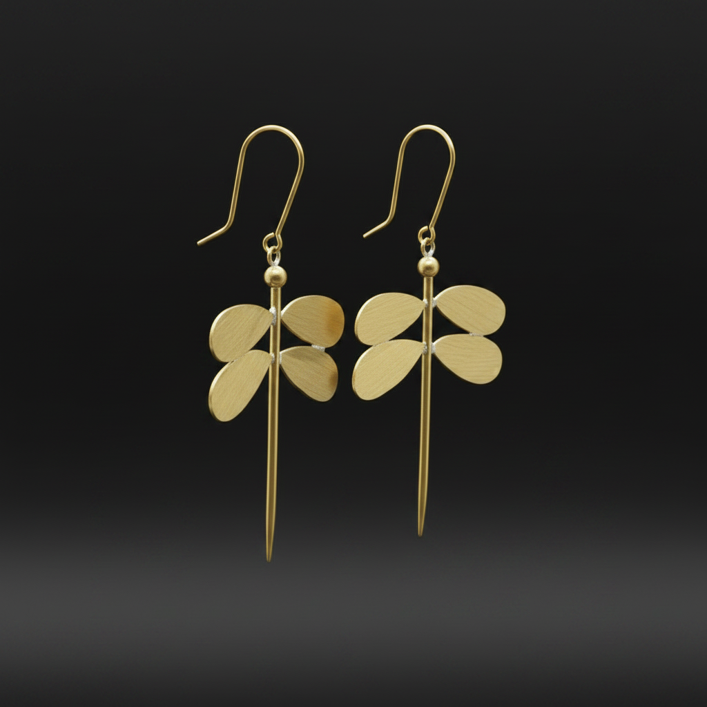 Flutter - Dragonfly Brass Earrings
