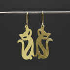 Meow - Cat Brass Earrings