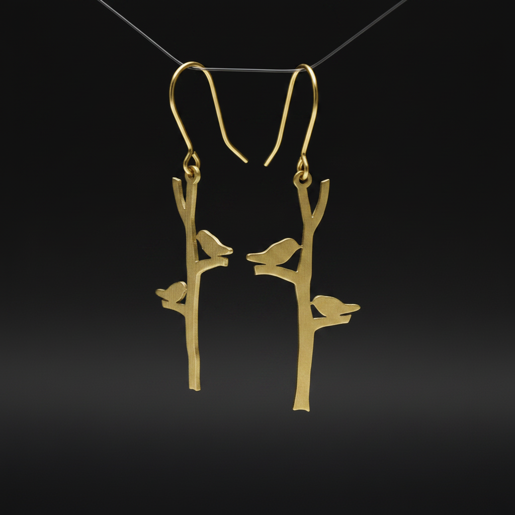 Aviary - Bird Brass Earrings