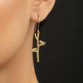 Aviary - Bird Brass Earrings