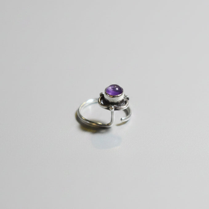 Amethyst Flower Nose Pin – 925 Sterling Silver