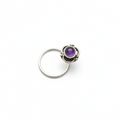 Amethyst Flower Nose Pin – 925 Sterling Silver