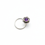 Amethyst Flower Nose Pin – 925 Sterling Silver