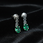 Pure Silver Marcasite & Green Onyx Earrings with Pushback