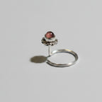 Round Garnet Nose Pin – 925 Sterling Silver