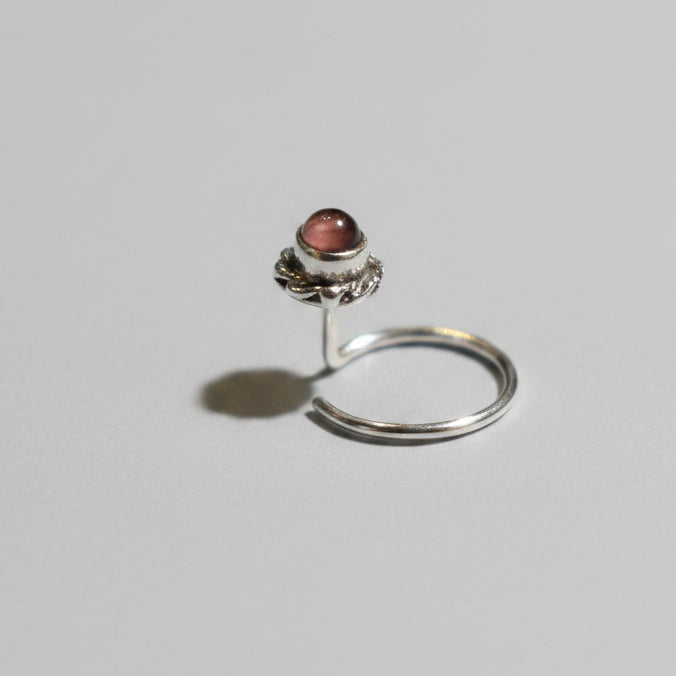 Round Garnet Nose Pin – 925 Sterling Silver