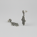 Pure Silver Marcasite Hamsa Hand Earrings