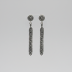 Pure Silver Marcasite Long Pattern Earrings