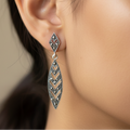 Pure Silver Marcasite Leaf Pattern Earrings
