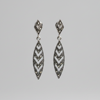 Pure Silver Marcasite Leaf Pattern Earrings