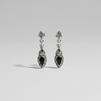 Pure Silver Marcasite & Black Onyx Drop Earrings