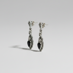 Pure Silver Marcasite & Black Onyx Drop Earrings