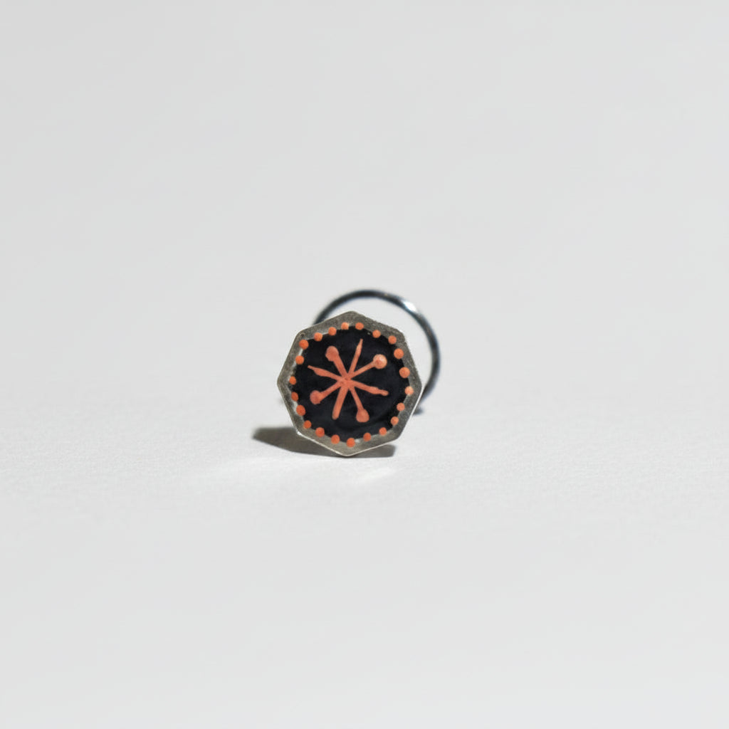 Handpainted Midnight Snowflake Silver Nosepin