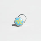 Handpainted Teal Pinwheel Silver Nosepin