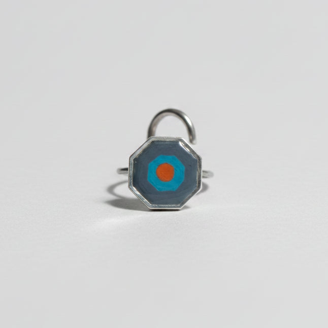 Handpainted Mosaic Hexagon Silver Nosepin