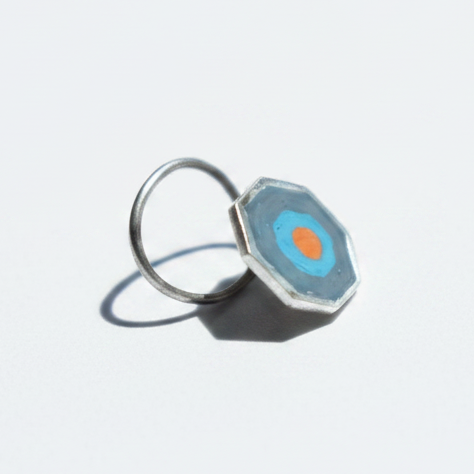 Handpainted Mosaic Hexagon Silver Nosepin