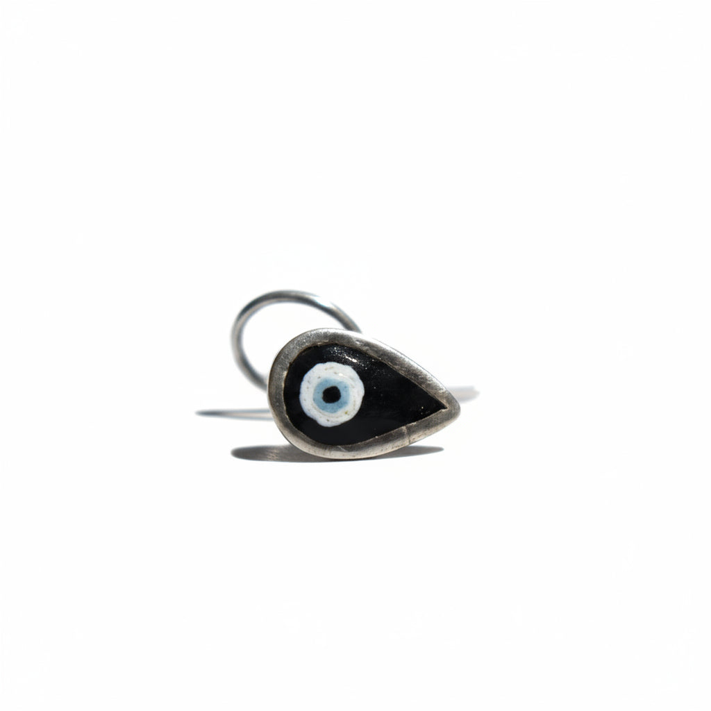 Handpainted Evil Eye Teardrop Silver Nosepin