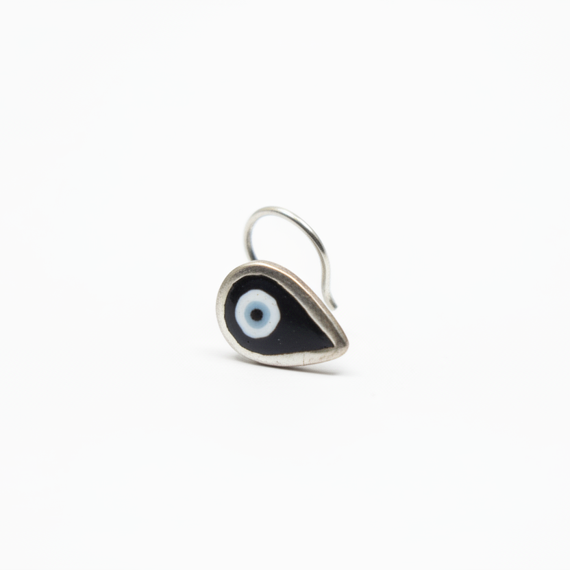 Handpainted Evil Eye Teardrop Silver Nosepin