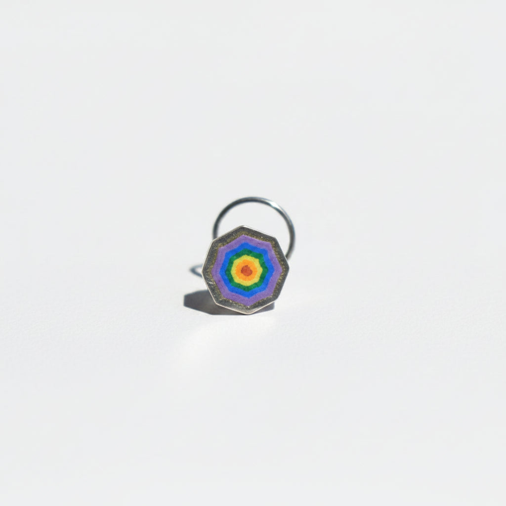 Handpainted Rainbow Orbit Silver Nosepin