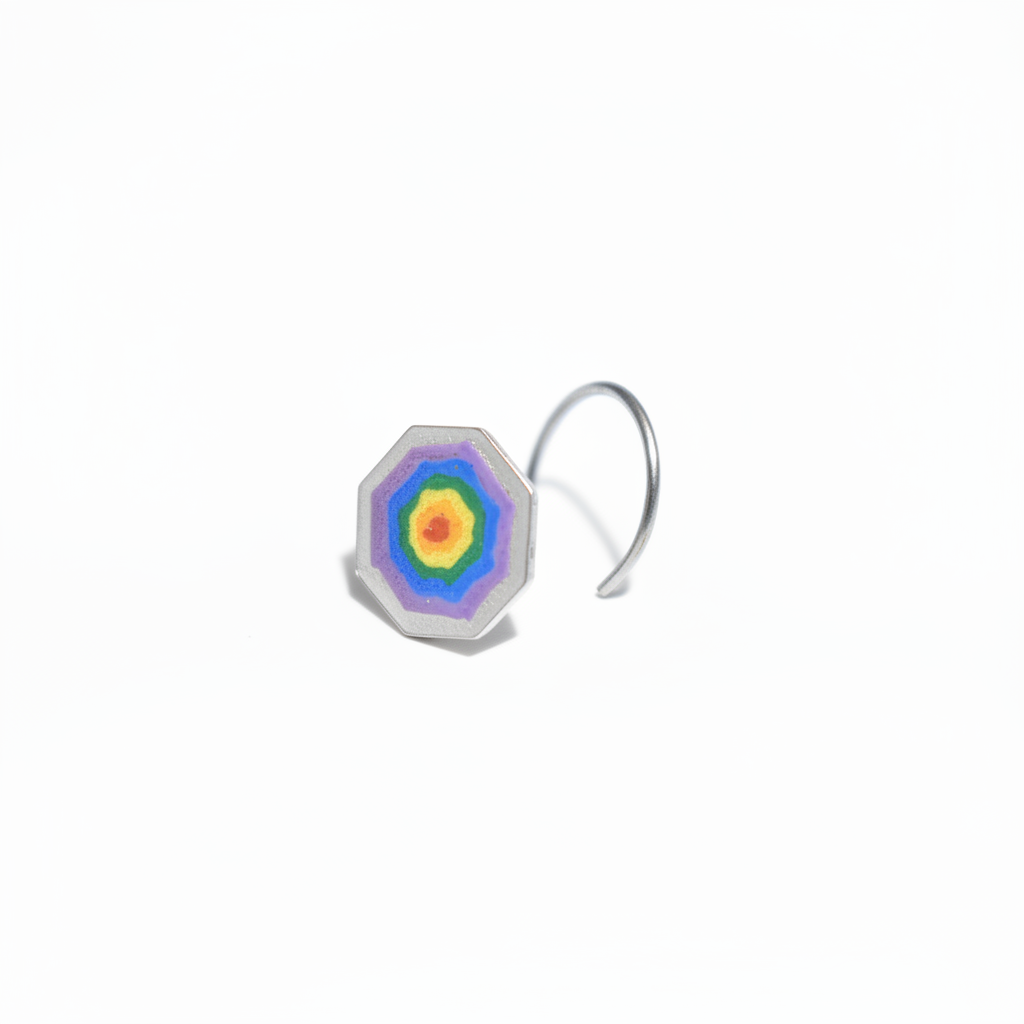 Handpainted Rainbow Orbit Silver Nosepin