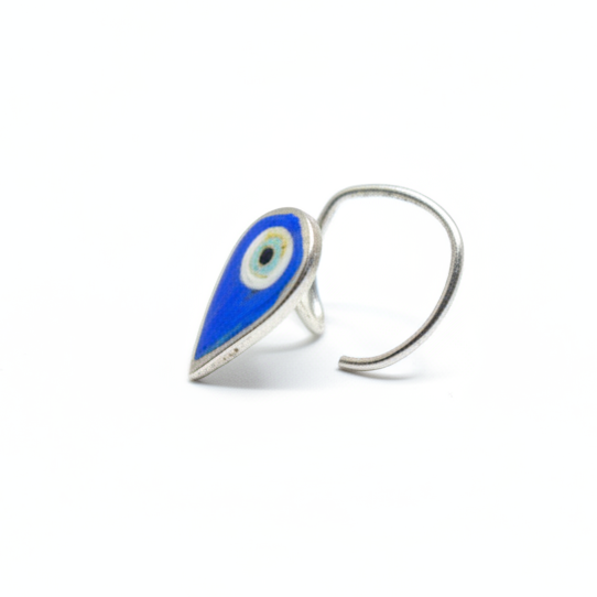 Handpainted Azure Teardrop Silver Nosepin