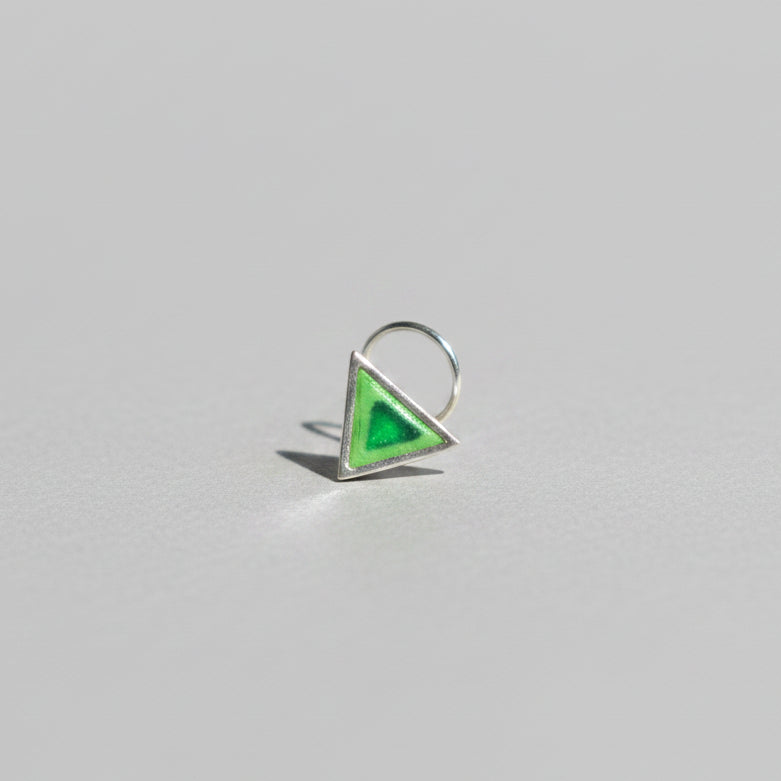 Handpainted Emerald Triangle Silver Nosepin