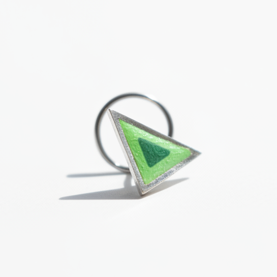 Handpainted Emerald Triangle Silver Nosepin