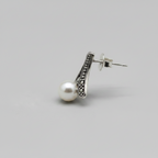 Pure Silver Abstract Pearl Earrings