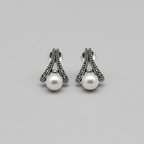 Pure Silver Abstract Pearl Earrings
