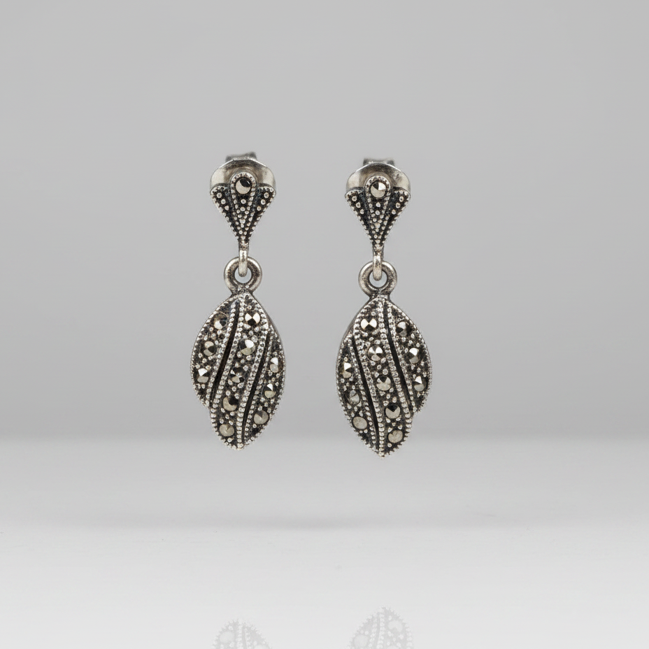 Pure Silver Marcasite Minimalist Earrings