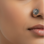 Sunburst Circle Nose Pin – 925 Sterling Silver