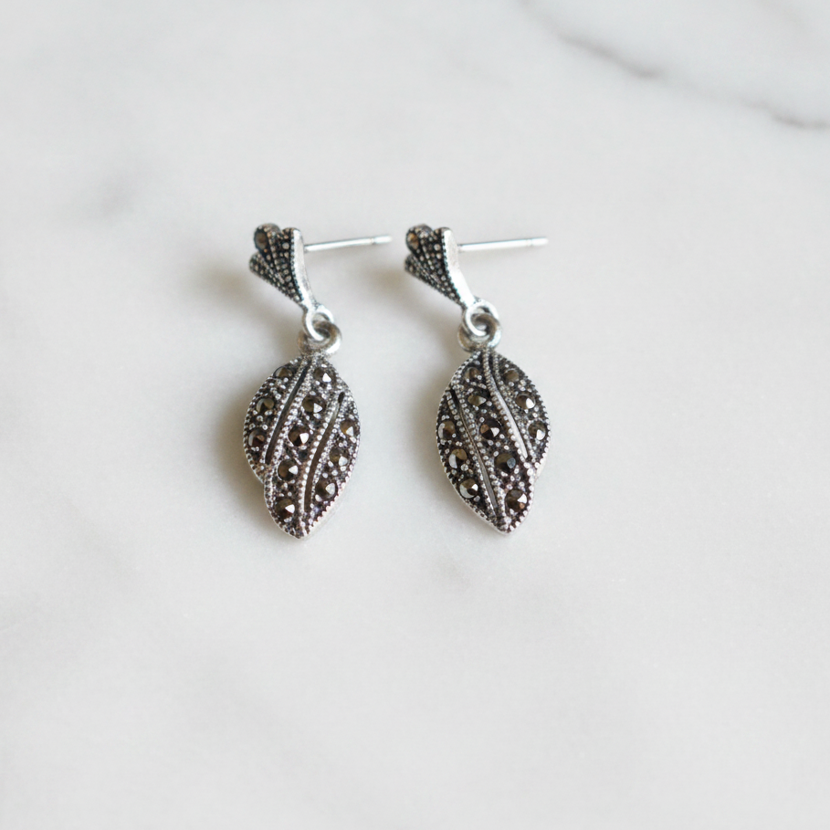 Pure Silver Marcasite Minimalist Earrings