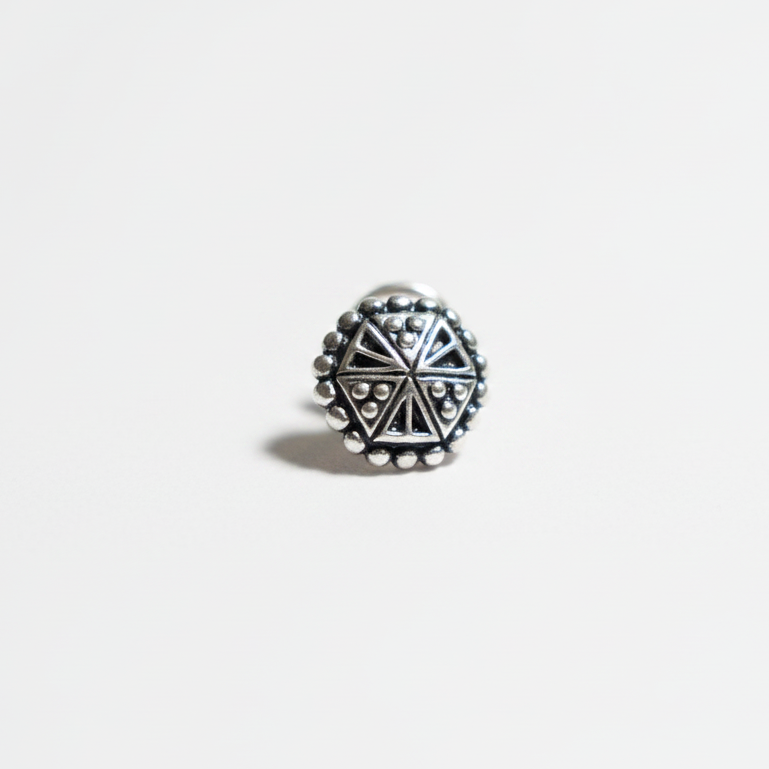 Tribal Circle Nose Pin – 925 Sterling Silver