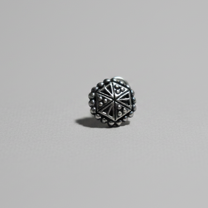Tribal Circle Nose Pin – 925 Sterling Silver
