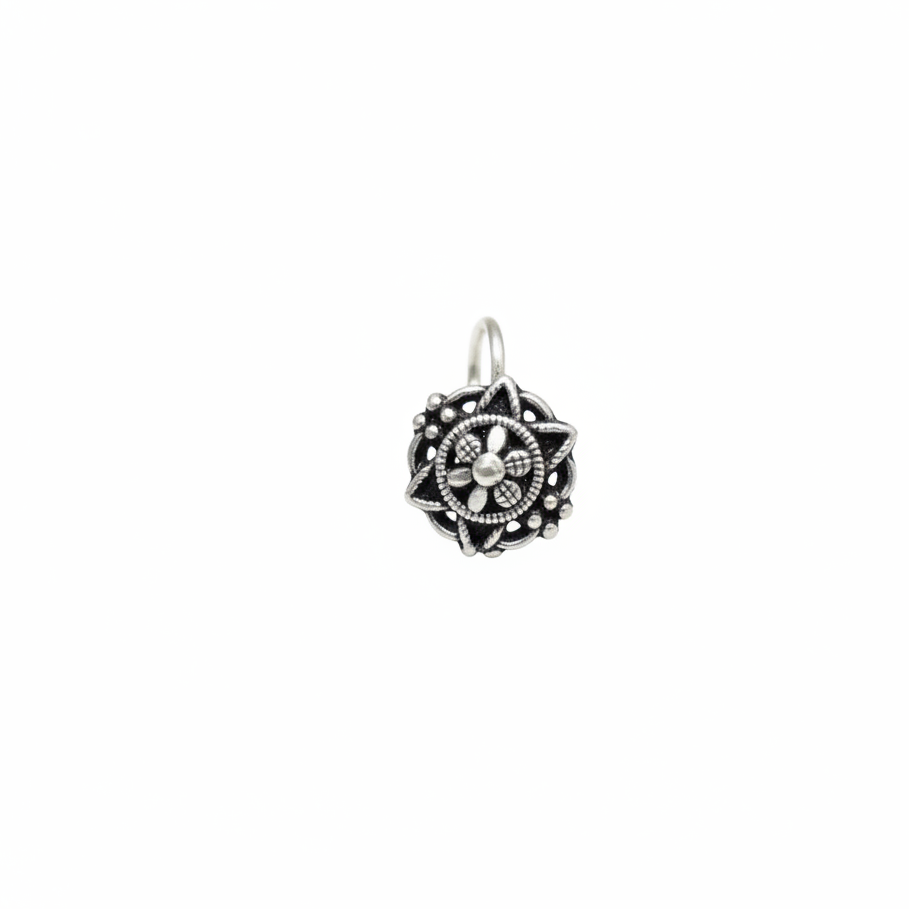 Mandala Circle Nose Pin – 925 Sterling Silver