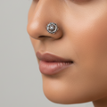 Abstract Motif Circle Nose Pin – 925 Sterling Silver