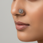 Abstract Motif Circle Nose Pin – 925 Sterling Silver