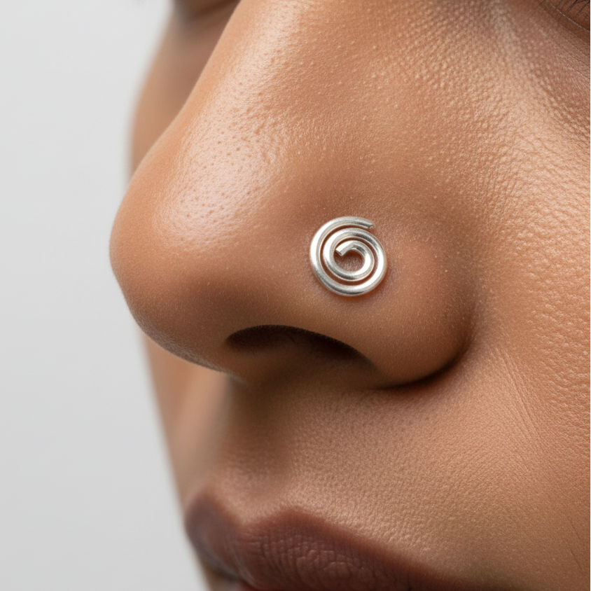 Abstract Illusion Nose Pin – 925 Sterling Silver