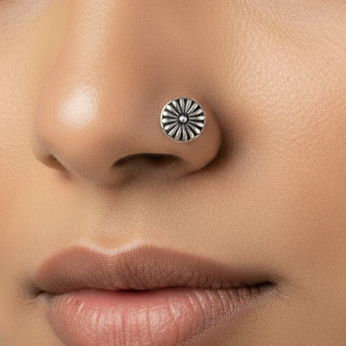 Dandelion Bloom Nose Pin – 925 Sterling Silver