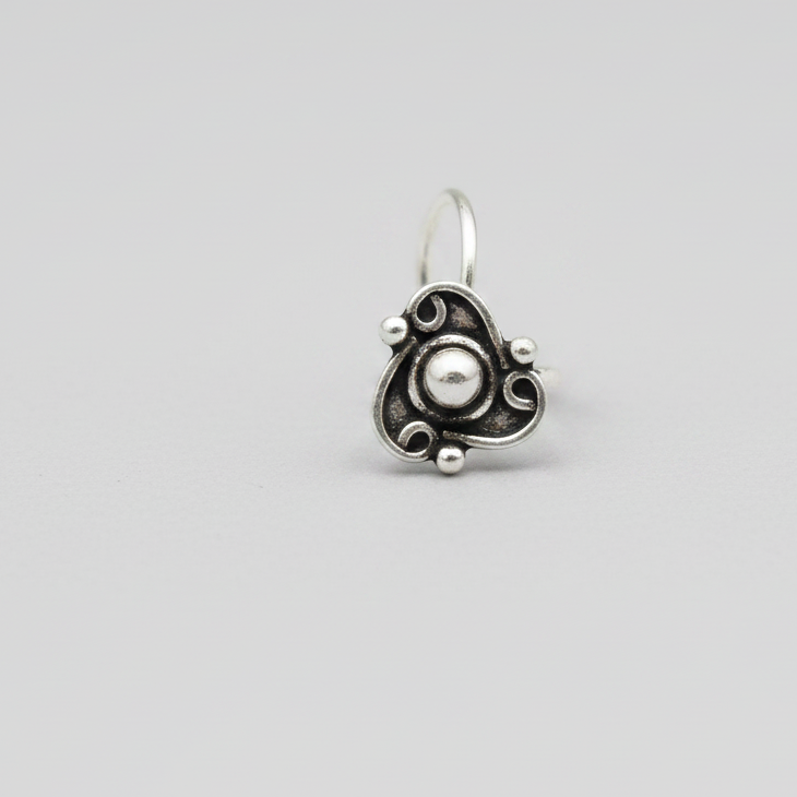 Traditional Trikon Nose Pin – 925 Sterling Silver