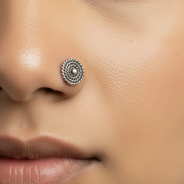 Twisted Rope Nose Pin – 925 Sterling Silver