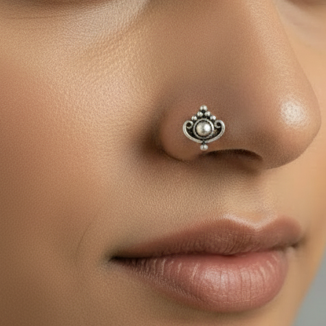 Temple Motif Nose Pin – 925 Sterling Silver