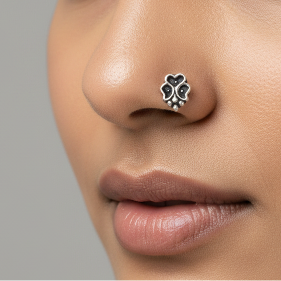Butterfly Heart Nose Pin – 925 Sterling Silver