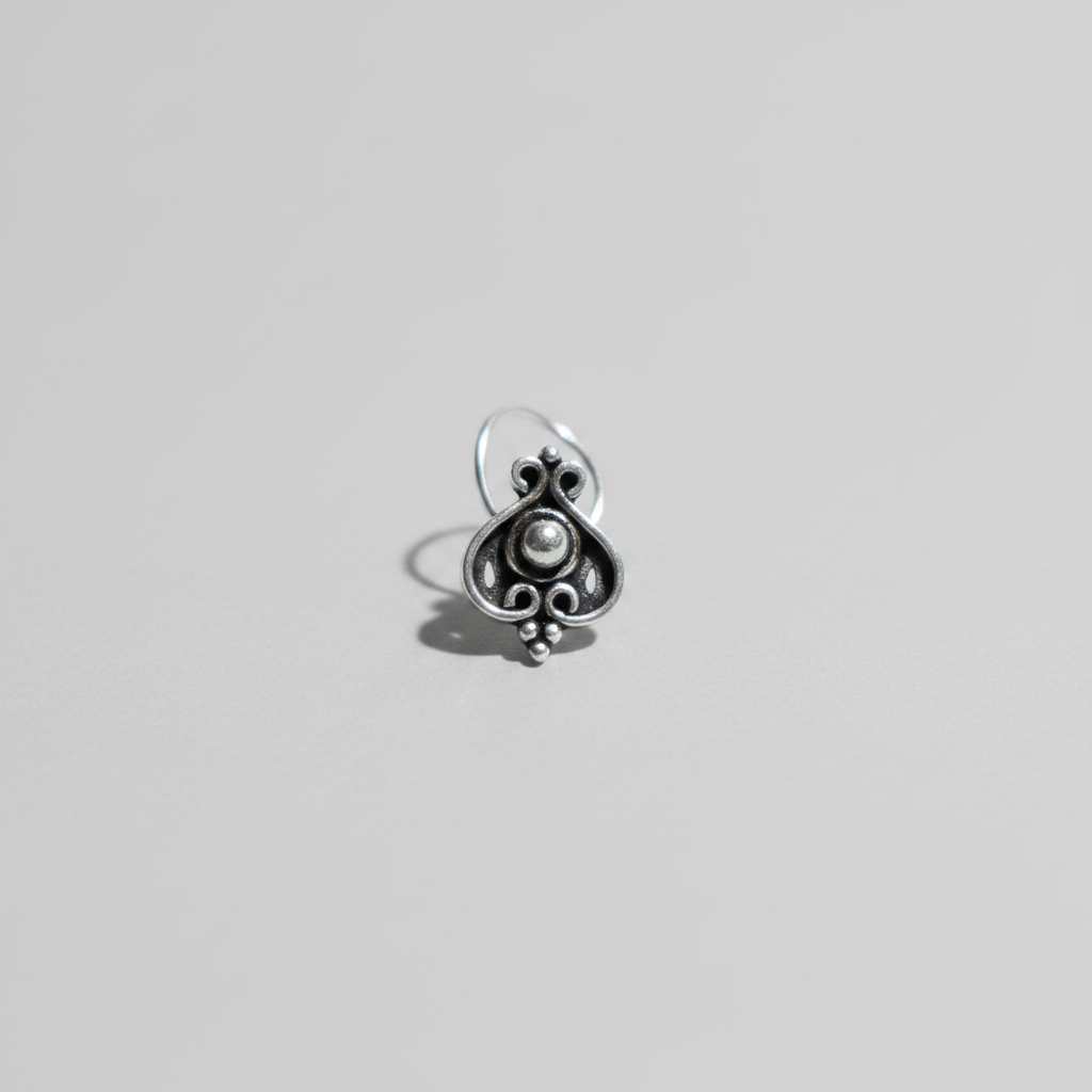 Betel Leaf Statement Nose Pin – 925 Sterling Silver