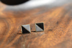 Handpainted Grey & Black 92.5 Sterling Silver Stud Earrings