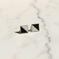 Handpainted Grey & Black 92.5 Sterling Silver Stud Earrings