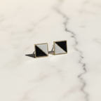 Handpainted Grey & Black 92.5 Sterling Silver Stud Earrings