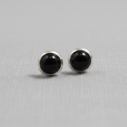 Midnight Circle - Black Onyx - 925 Sterling Silver Ear Studs