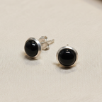 Midnight Circle - Black Onyx - 925 Sterling Silver Ear Studs