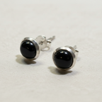 Midnight Circle - Black Onyx - 925 Sterling Silver Ear Studs